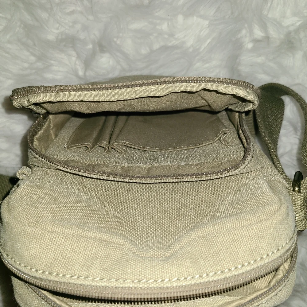 TRP0370 Troop London Classic Canvas Across Body Bag khaki olive color. - Picture 8 of 10